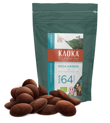 Chocolat de couverture 64% cacao bio équitable pour professionnels (artisans et industriels)