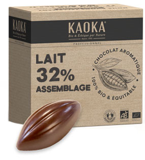 Chocolat au lait de couverture 32% cacao bio équitable pour professionnels (artisans et industriels)