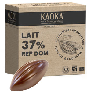 Chocolat au lait de couverture 37% cacao origine République Dominicaine bio équitable pour professionnels (artisans et industriels)