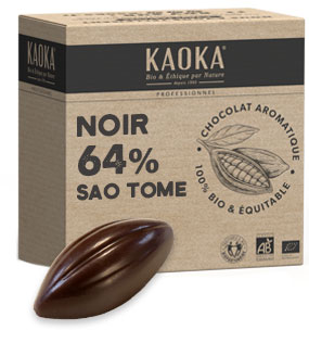 Chocolat de couverture 64% cacao origine Sao Tomé bio équitable pour professionnels (artisans et industriels)