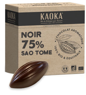 Chocolat de couverture 75% cacao origine Sao Tomé bio équitable pour professionnels (artisans et industriels)
