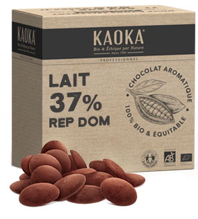 Chocolat au lait de couverture 37% cacao origine République Dominicaine bio équitable pour professionnels (artisans et industriels)