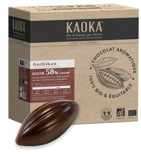 Chocolat de couverture 58% cacao bio équitable pour professionnels (artisans et industriels)