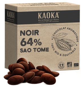 Chocolat de couverture 64% cacao origine Sao Tomé bio équitable pour professionnels (artisans et industriels)
