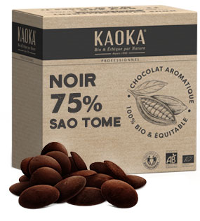 Chocolat de couverture 75% cacao origine Sao Tomé bio équitable pour professionnels (artisans et industriels)