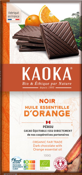 Chocolat noir à l'orange, bio et équitable