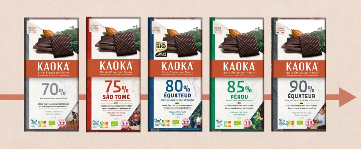 Les tablettes de chocolat Kaoka pour organiser une dégustation de chocolat à la maison