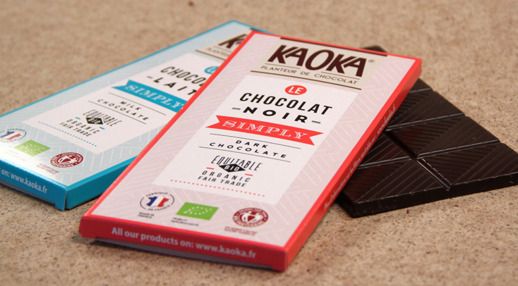 Tablettes de chocolat simply chocolat bio equitable kaoka
