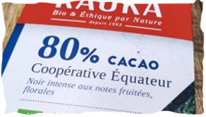 Tablette de chocolat à 80% de cacao