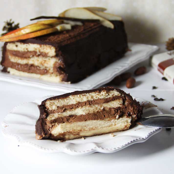 Recette de Bûche Vegan Poires & Chocolat
