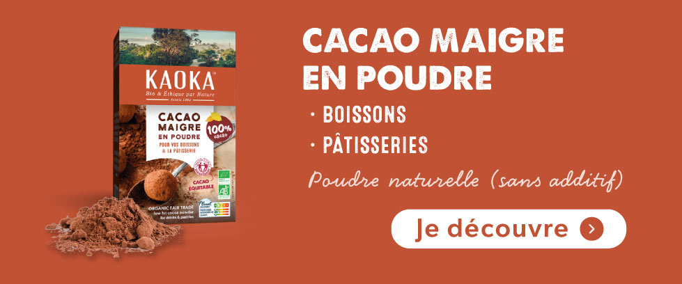 Boîte de cacao maigre 250g de la marque Kaoka