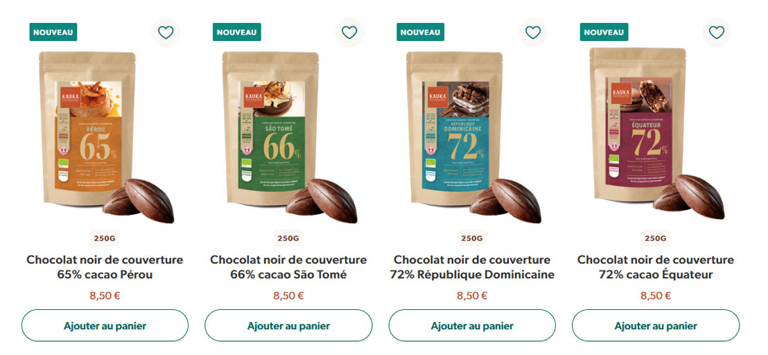 Acheter les chocolats de couverture bio et équitable Kaoka