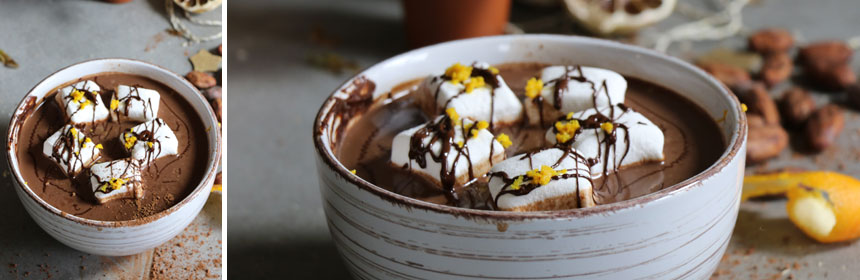 recette chocolat chaud vegan à l'orange