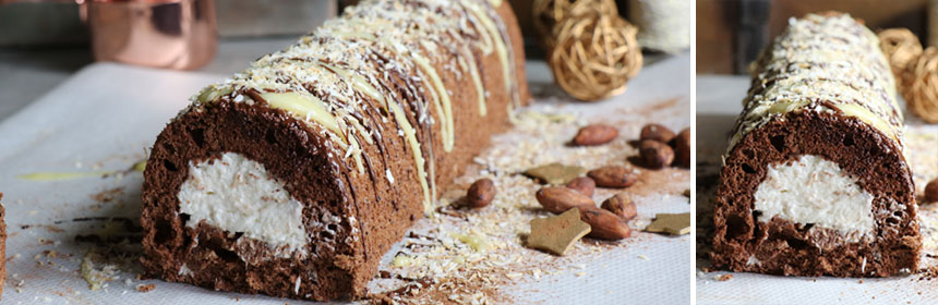 bûche chocolat et noix de coco