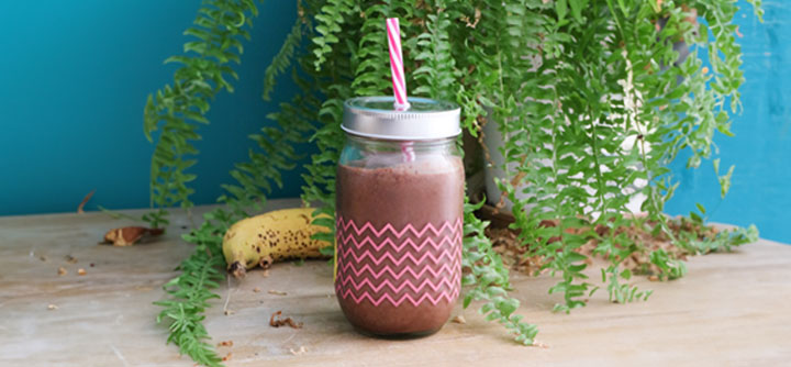 Recette de smoothie banane, coco, cacao