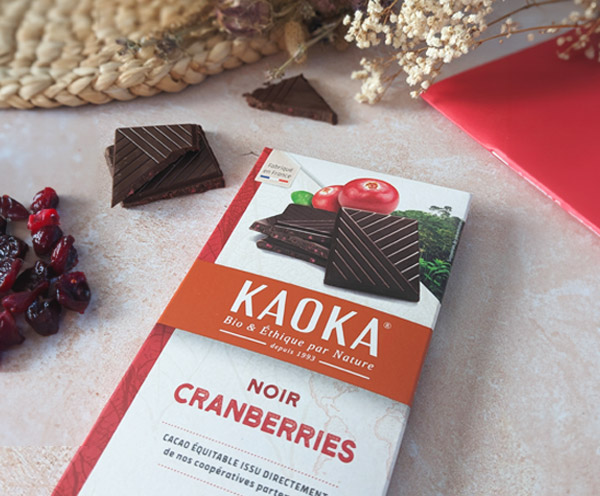 Tablette de chocolat noir aux cranberries