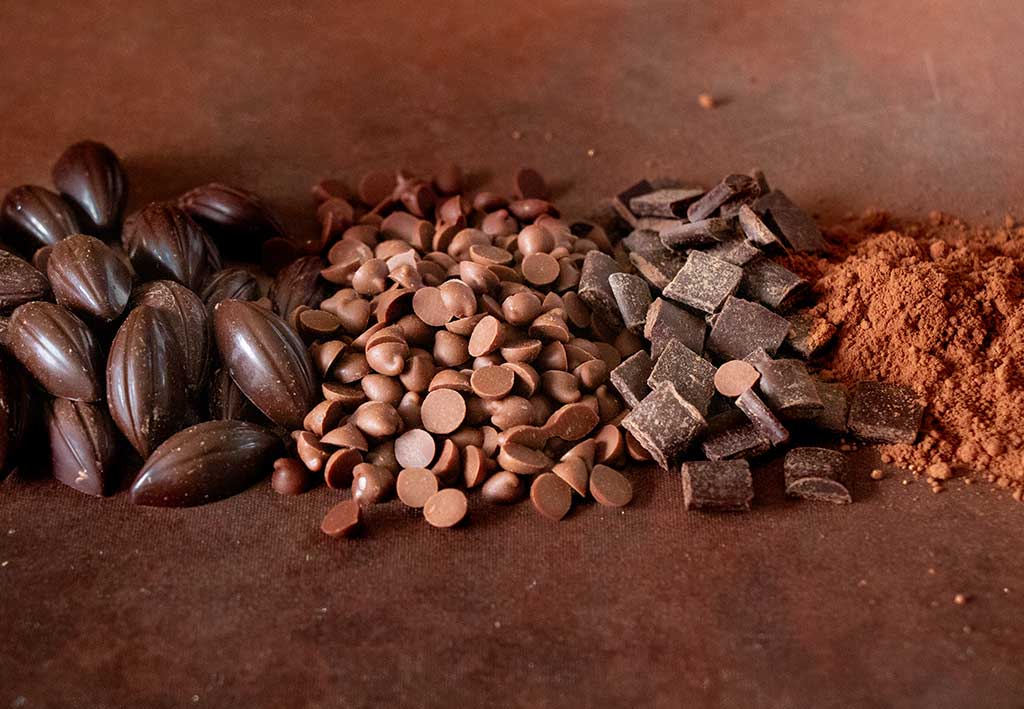 Chocolat, pépites de chocolat, chunks et poudre de cacao bio et équitables