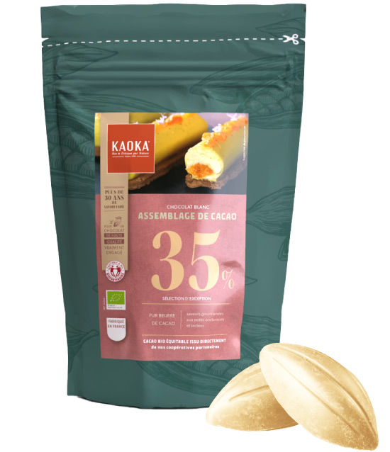 Sac 1kg de chocolat blanc 35% cacao de la marque Kaoka