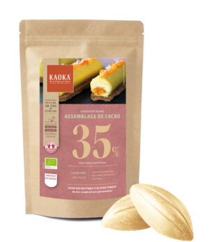 Sachet de chocolat blanc 35% cacao de la marque Kaoka