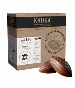 Carton 5kg de chocolat noir de couverture 65% cacao pérou de la marque Kaoka