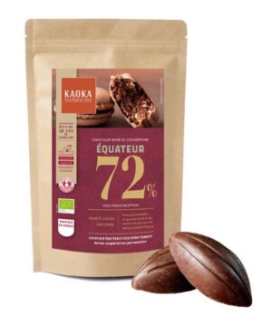 Sachet de chocolat noir de couverture 72% cacao equateur de la marque Kaoka