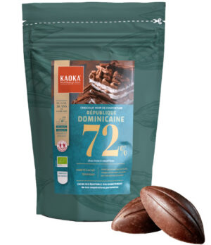 Sac 1kg de chocolat noir de couverture 72% cacao république dominicaine de la marque Kaoka