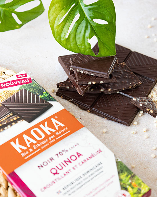 Chocolat Noir 70% origine République Dominicaine au Quinoa Croustillant