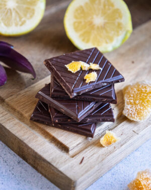 Chocolat noir au gingembre confit et citron