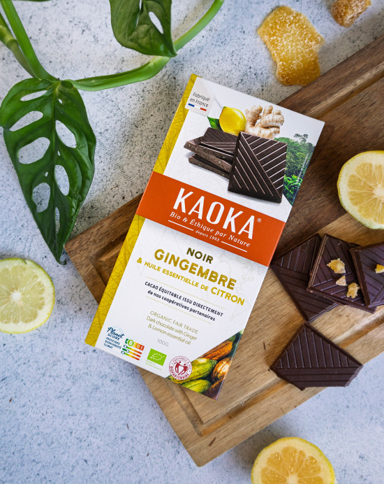 Chocolat noir au gingembre confit et citron