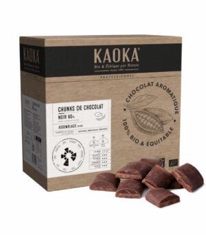 Carton 5kg de chunks de chocolat noir bio équitable de la marque Kaoka