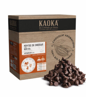 Carton 5kg de pépites de chocolat noir bio équitable de la marque Kaoka