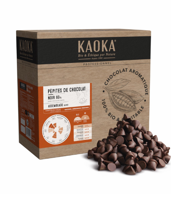 Carton 5kg de pépites de chocolat noir bio équitable de la marque Kaoka