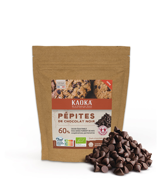 Sachet de 100g de pépites de chocolat noir Kaoka