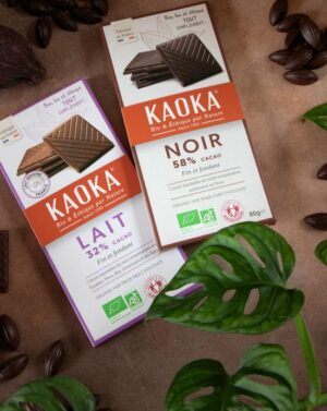 Tablettes de chocolat fines et fondantes de la marque Kaoka