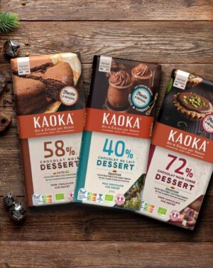 Tablettes de chocolat de la gamme dessert de la marque Kaoka pour pâtisser