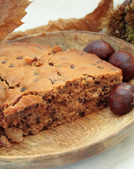 Recette de l'ardéchois, un moelleux aux châtaignes et aux pépites de chocolat