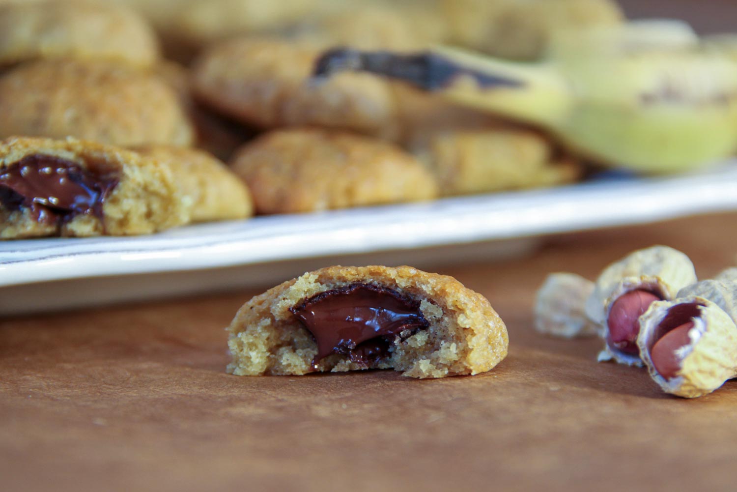 Recette de biscuits moelleux à la banane, cacahuète et au cœur chocolat coulant