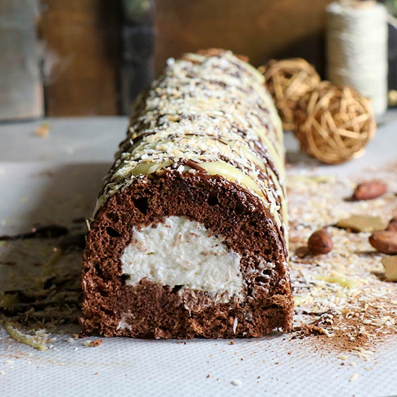 Bûche de Noel au chocolat et à la noix de coco