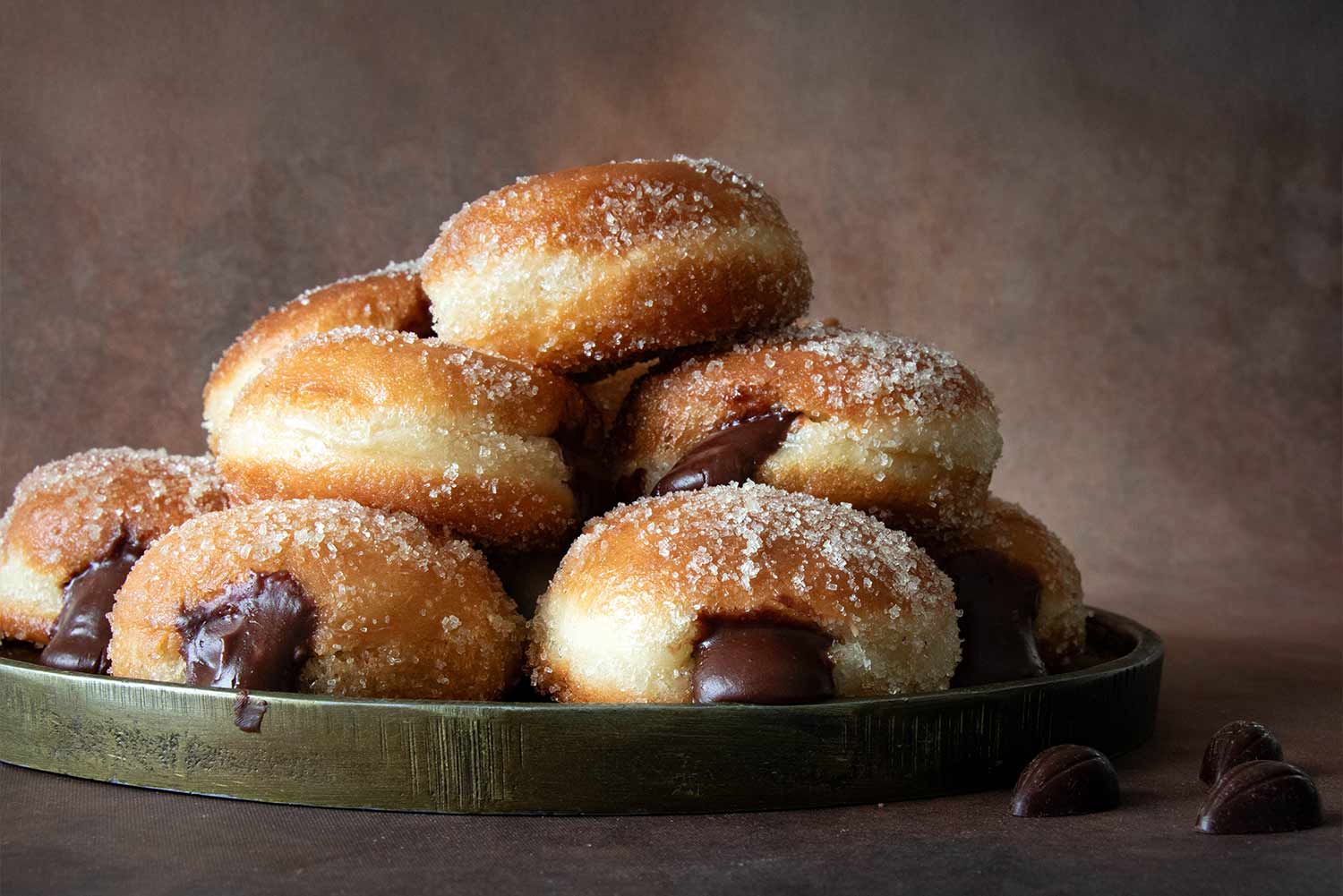 Beignets moelleux au fourrage chocolat et noisettes