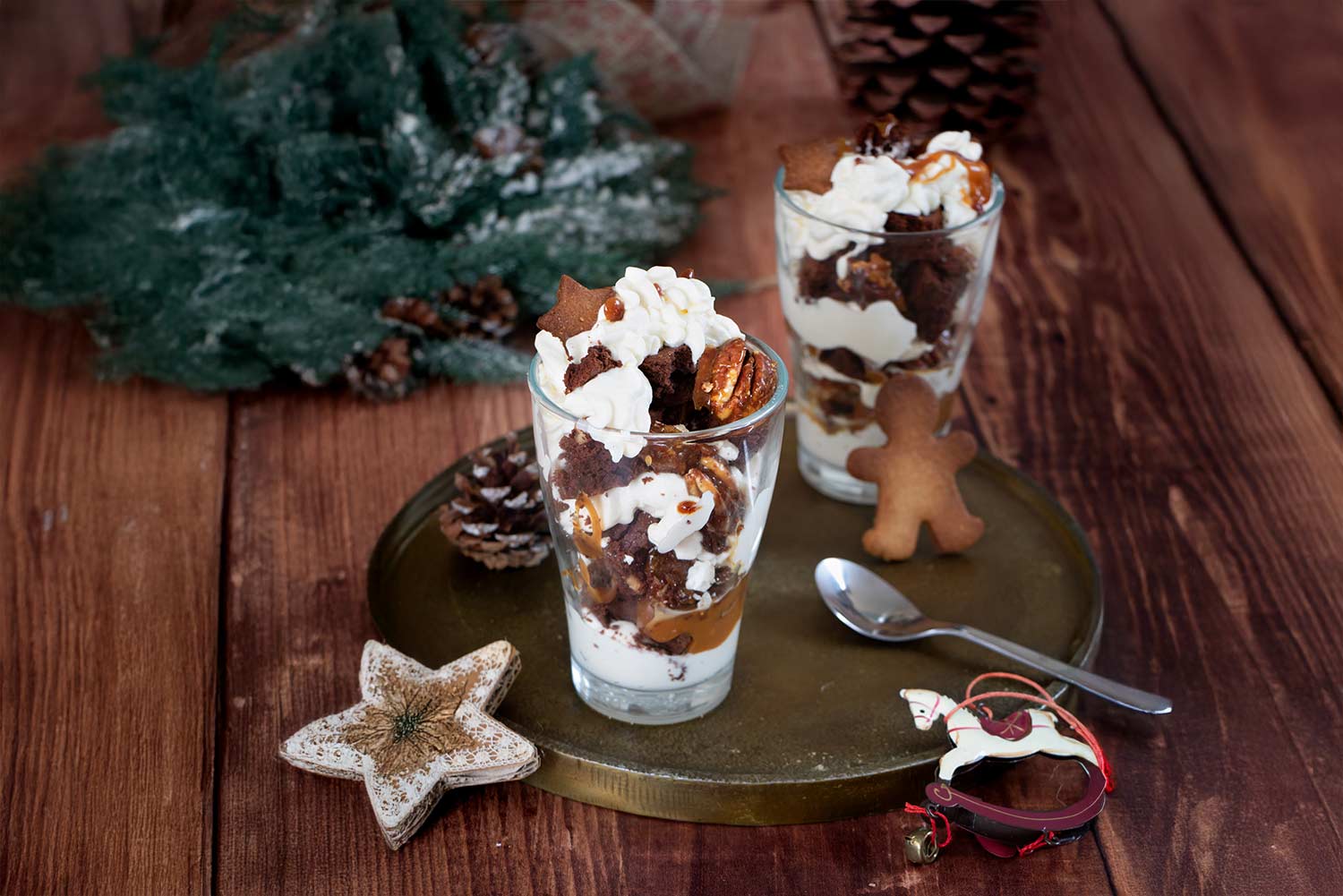 Recette de verrines aux brownies, noix de pécan et caramel