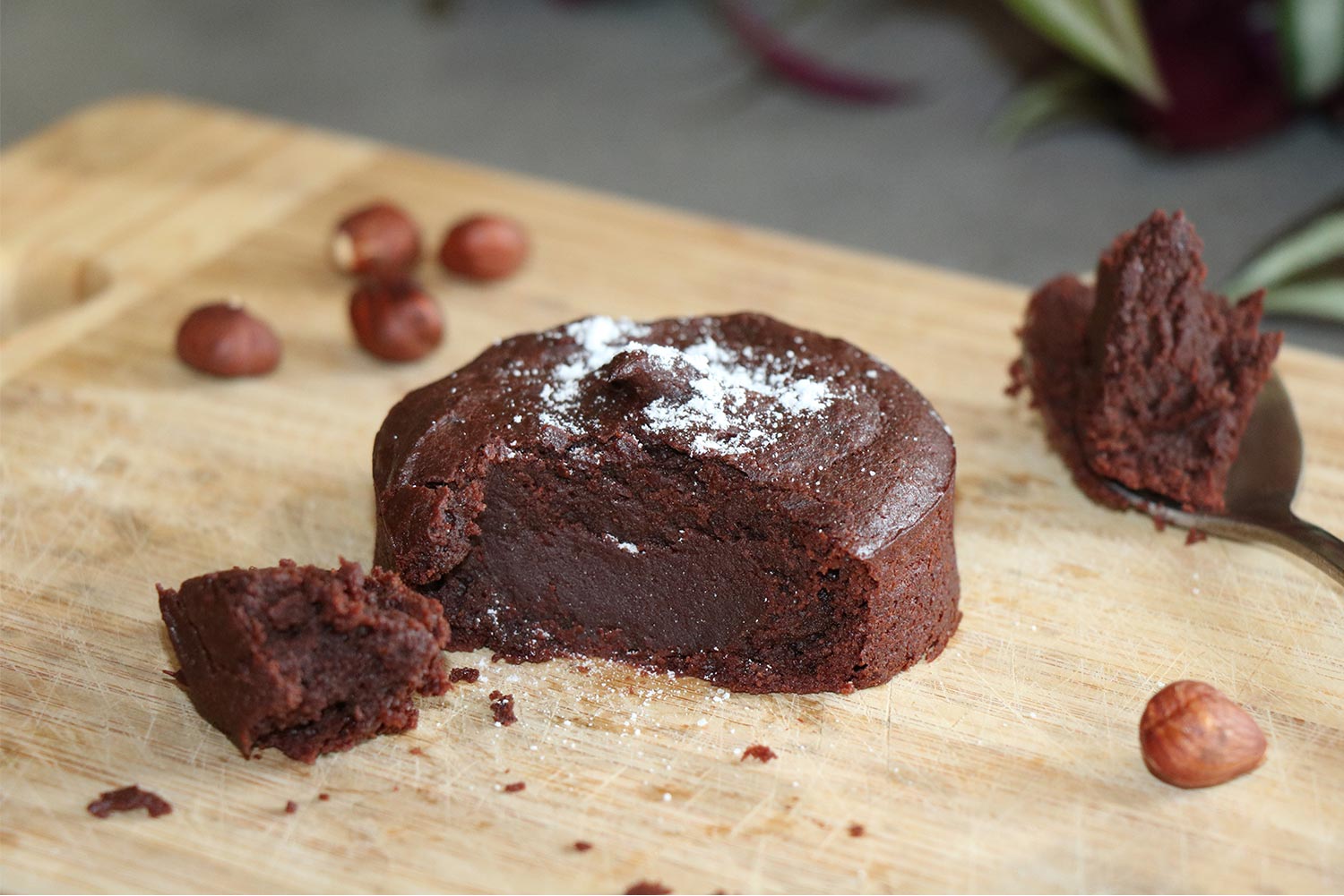 Recette de fondant au chocolat, à la noisette vegan et sans gluten