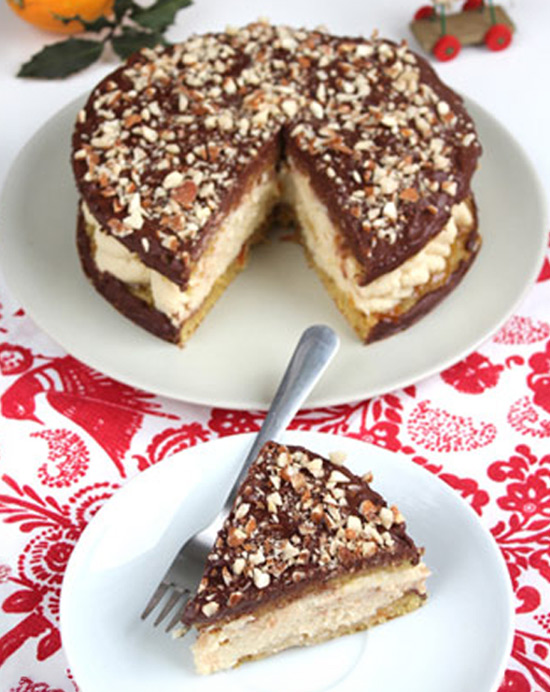 Recette de gâteau à la crème d'orange et génoise chocolat amande