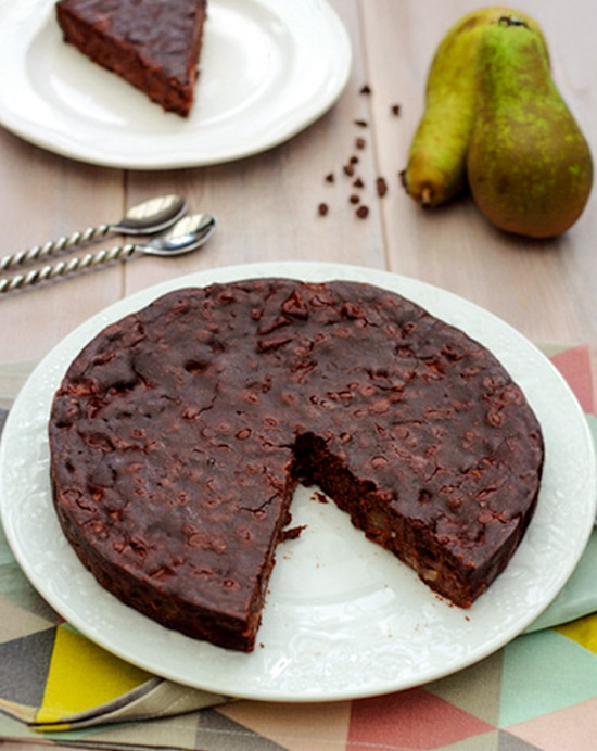 Recette de gâteau vegan à la poire et au chocolat