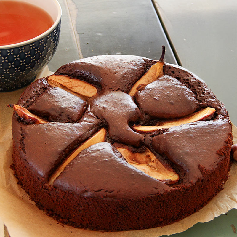 Recette de moelleux au chocolat et poires sans beurre