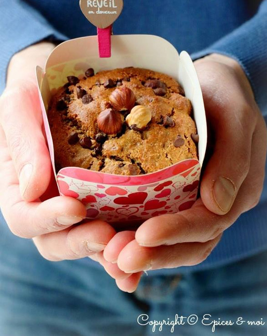 Muffins Gingembre Confit, Noisettes & Chocolat