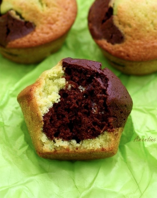 Recette de muffins marbré au chocolat et à la pistache