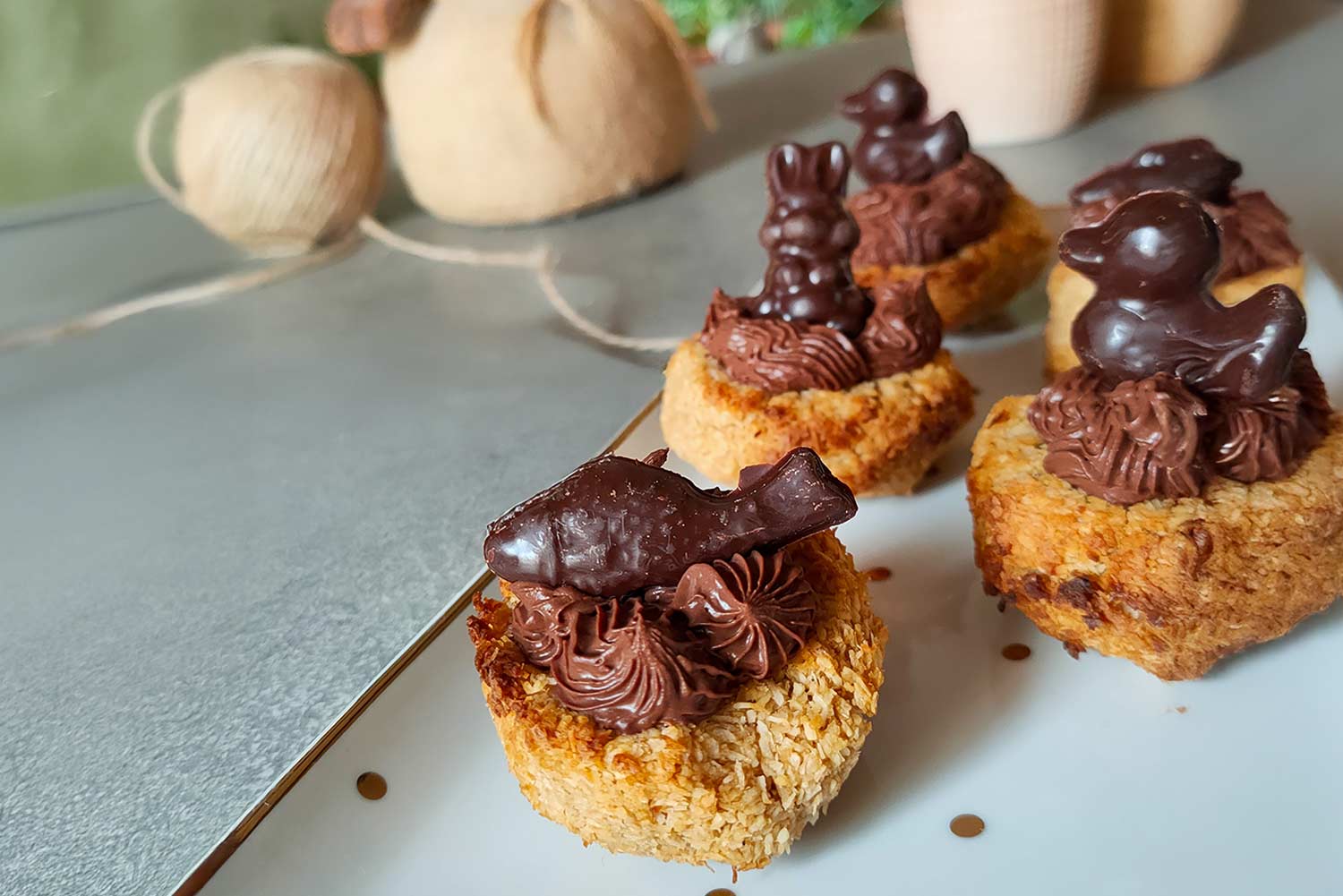Recette de nids à la noix de coco et à la ganache chocolat pour Pâques