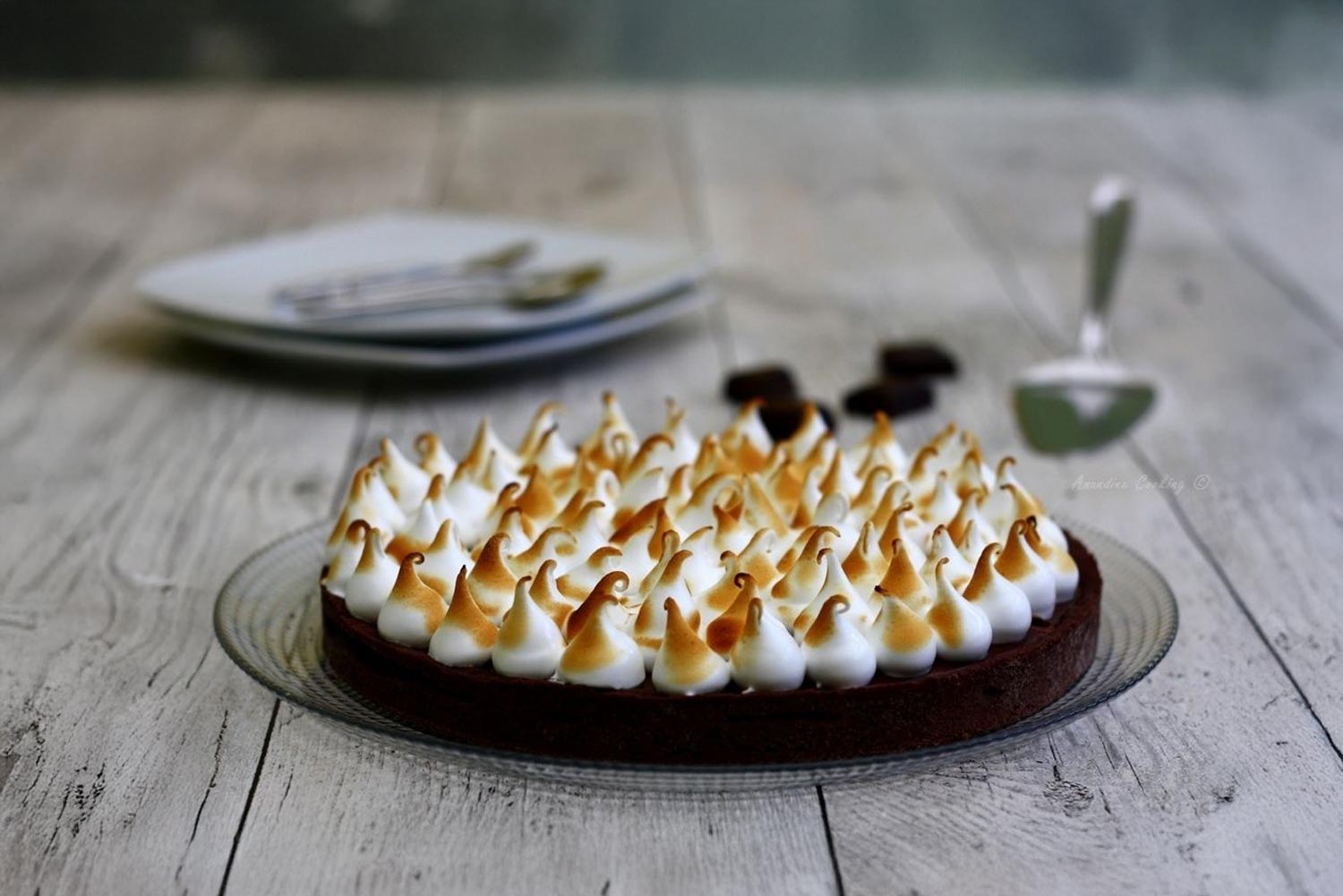 Recette de tarte au chocolat meringuée