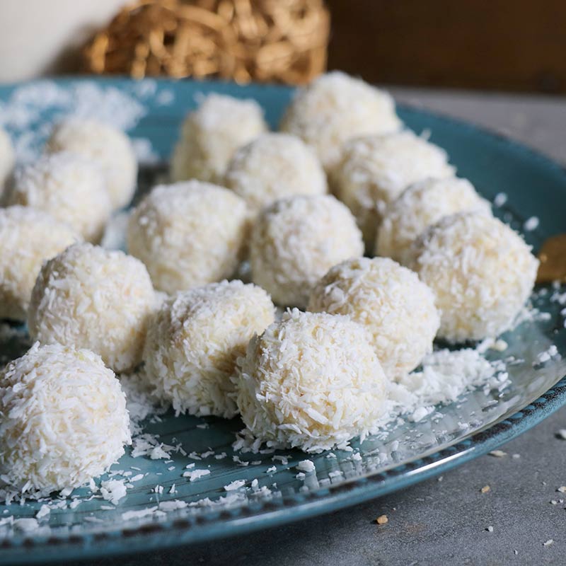 Recette de truffes au chocolat blanc et à la noix de coco