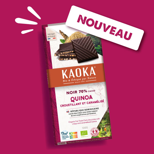 Nouvelle tablette dégustation de chocolat noir au quinoa